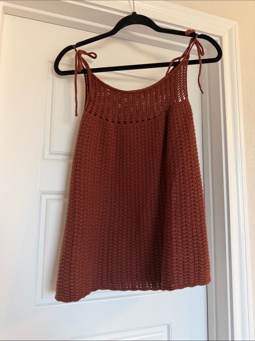 Maurices Rust Crochet Tie-Shoulder Mini Dress